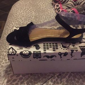 Black velvet sandals